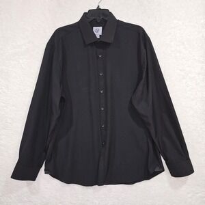 Kilburne Finch Men's Black Long Sleeve Button-Up Shirt 17 1/2 34/35 Stretch